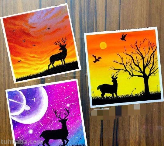 最美夕阳下的风景｜一辈子只画剪影水粉画，一样出彩