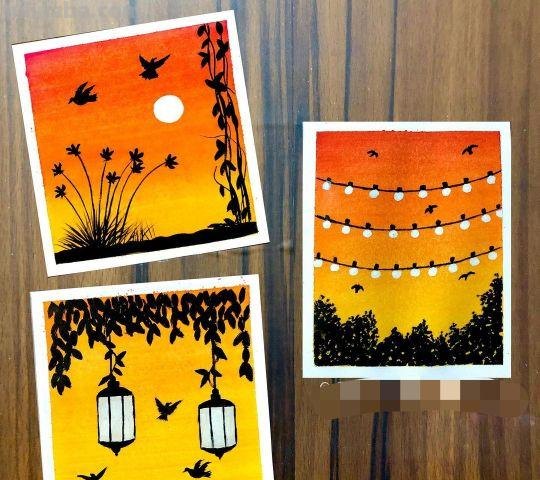 最美夕阳下的风景｜一辈子只画剪影水粉画，一样出彩