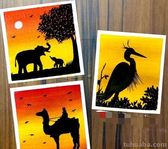 最美夕阳下的风景｜一辈子只画剪影水粉画，一样出彩