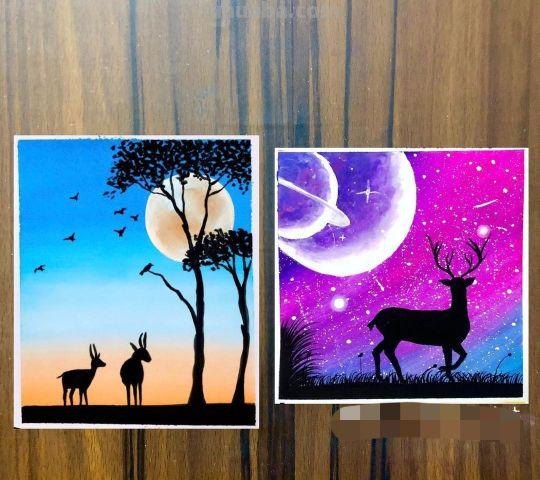 最美夕阳下的风景｜一辈子只画剪影水粉画，一样出彩