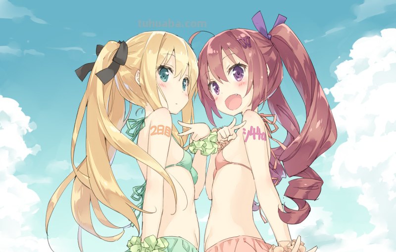 跪求一张二次元图片,小萝莉四五个,在海边(或者海上)