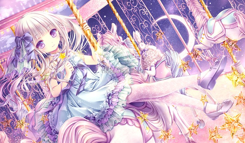 帮我制作一张二次元动漫萝莉头像,(必须是紫色的头发,星空色或深蓝色的...