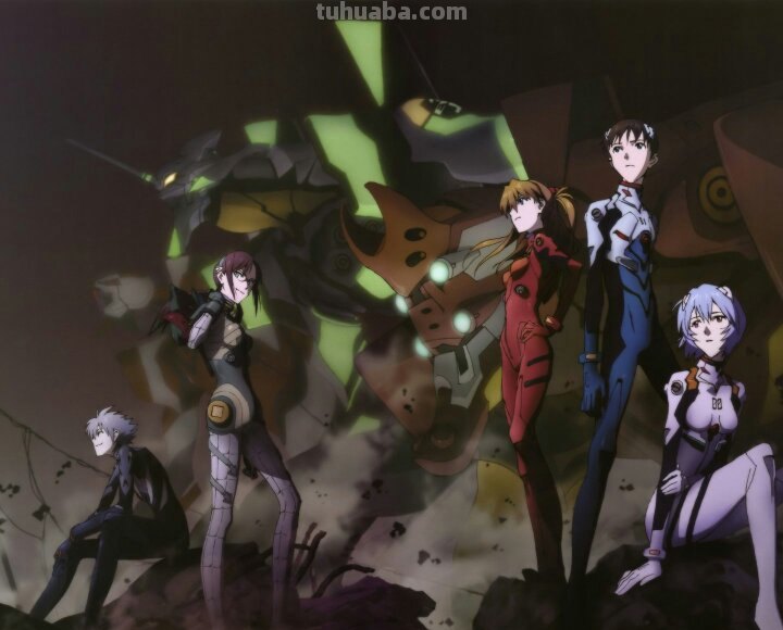 求一张EVA的高清壁纸,四个驾驶员一起,色调是黑白的,很帅的那张!