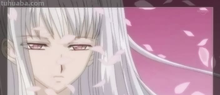 在樱花下的白色头发,穿白色和服的动漫少女的图片?(有白色眼睛的就更好...