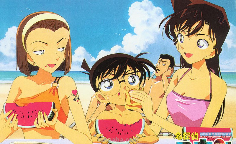 名侦探柯南 求小兰在海滩穿泳装的壁纸