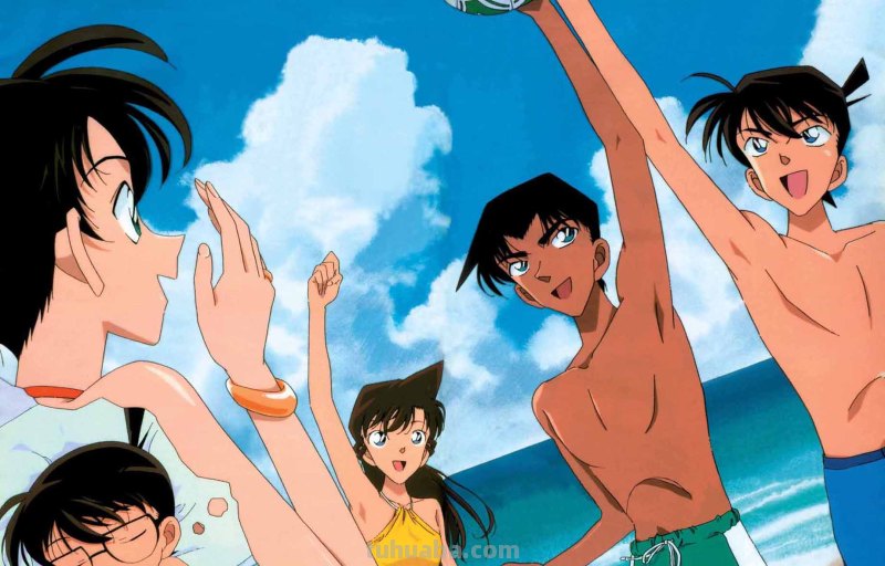 名侦探柯南 求小兰在海滩穿泳装的壁纸