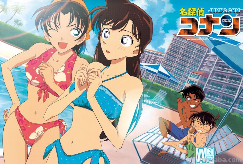 名侦探柯南 求小兰在海滩穿泳装的壁纸