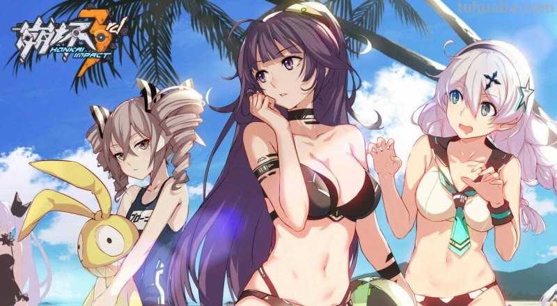 崩坏三泳装,高清壁纸。