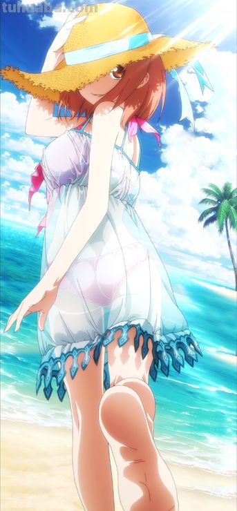 找一幅图片:有蓝天白云还有草地,还有一个穿白色裙子的小女孩,戴着草帽...