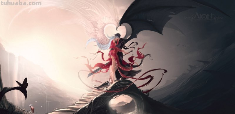 ...或者一边是天使另一边是恶魔的图片 我要做壁纸