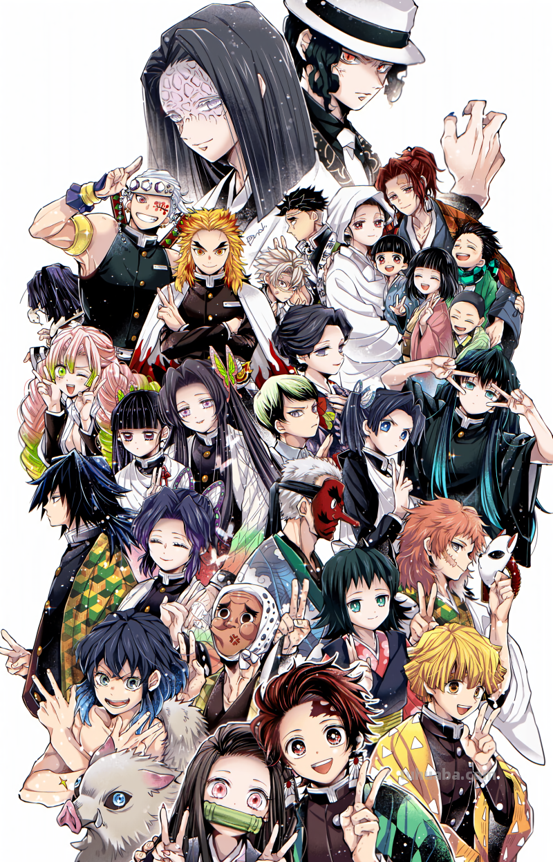 求这张鬼灭之刃全家福原图高清无水印,感谢!