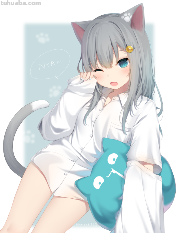 求个背靠栏杆的猫耳娘壁纸。