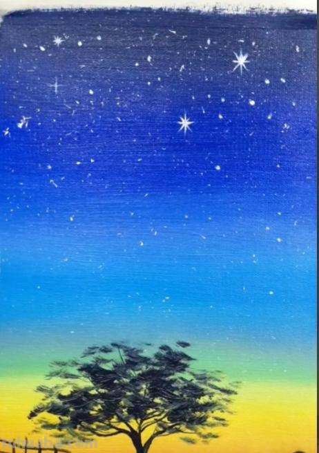 夜空怎么画简笔画（夜空怎么画简笔画小学生画的）