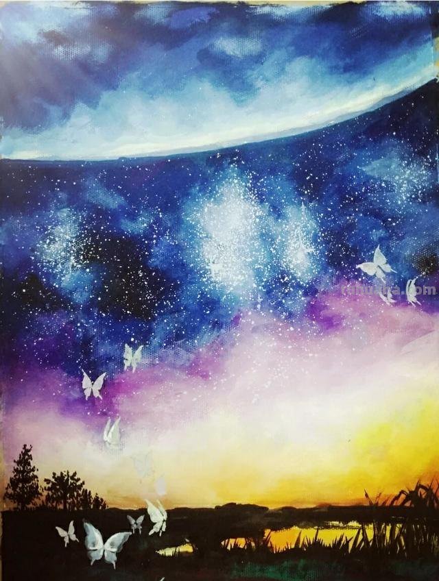 夜空怎么画简笔画（夜空怎么画简笔画小学生画的）