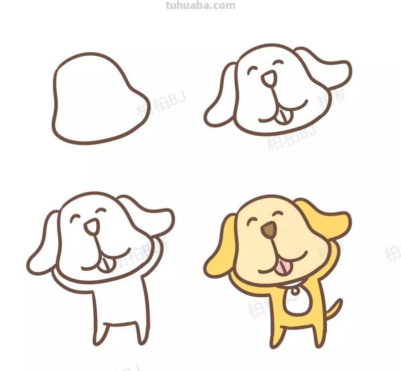 狗狗简笔画，太萌了，画完我都想养狗了