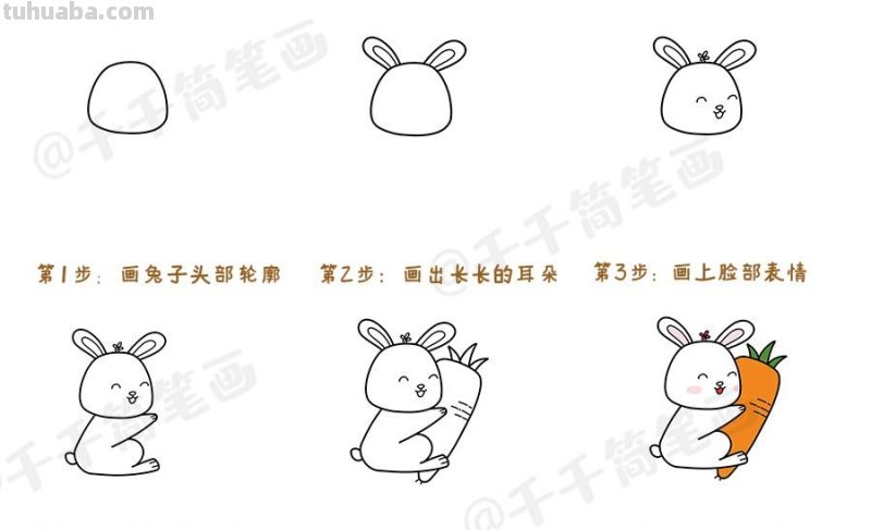 一组可爱的小动物简笔画步骤图,3-6岁儿童学画画必备 一组可爱的小动物简笔画步骤图,3-6岁儿童学画画必备