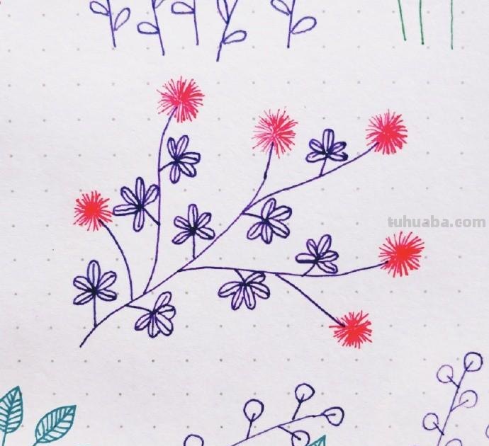 简单实用的花叶植物简笔画手帐素材~收藏备用哦