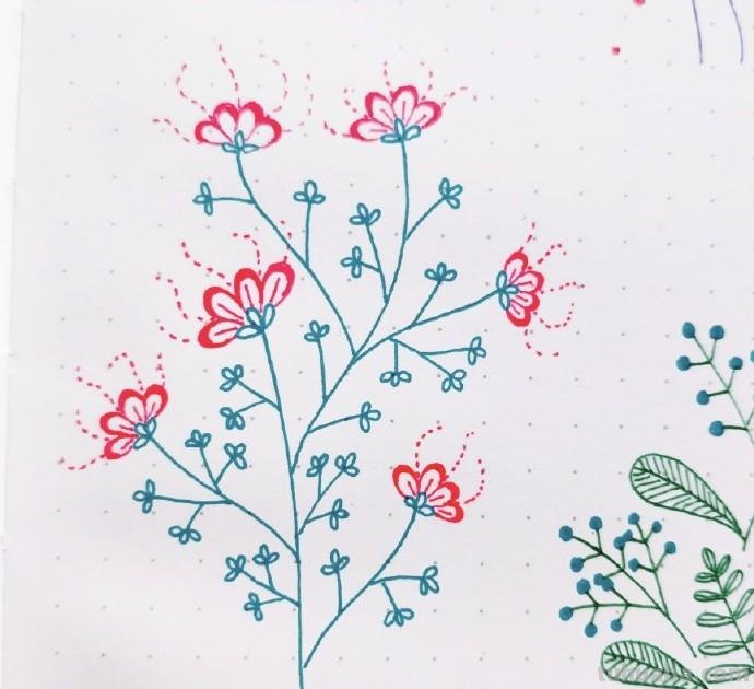 简单实用的花叶植物简笔画手帐素材~收藏备用哦