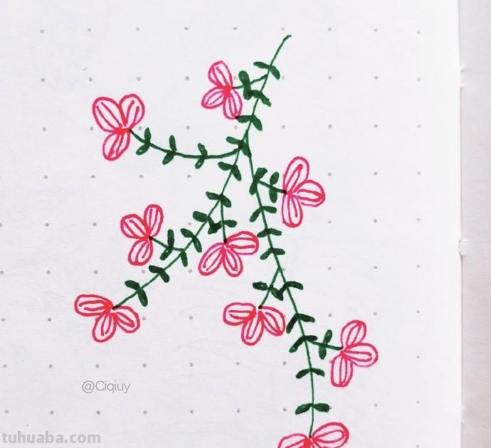 简单实用的花叶植物简笔画手帐素材~收藏备用哦