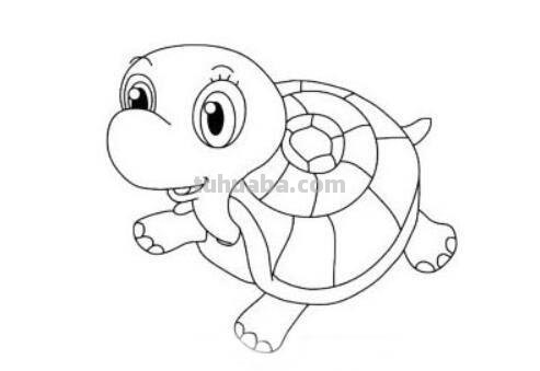 「动物篇」爬起来慢吞吞的小乌龟简笔画来了