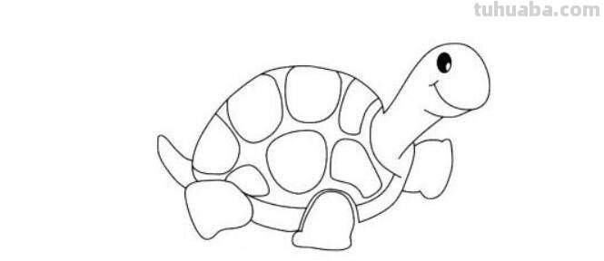 「动物篇」爬起来慢吞吞的小乌龟简笔画来了