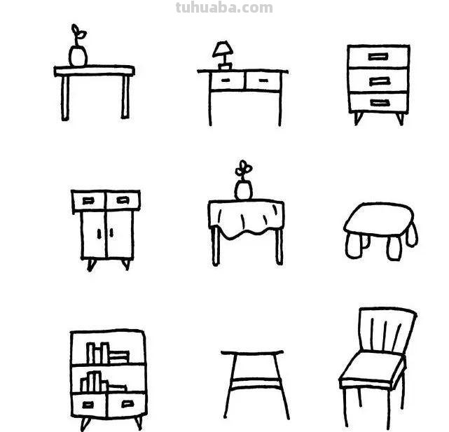 各类日用品的简笔画，简单有趣，可以留着教孩子画，手帐必备素材