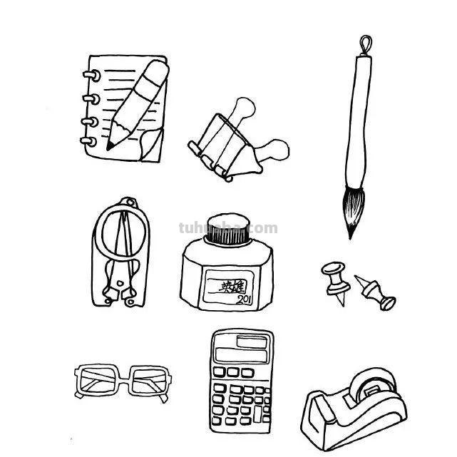 各类日用品的简笔画，简单有趣，可以留着教孩子画，手帐必备素材