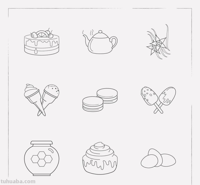 一组食物简笔画素材~小画家们自己也能学会~手账、手抄报都能用