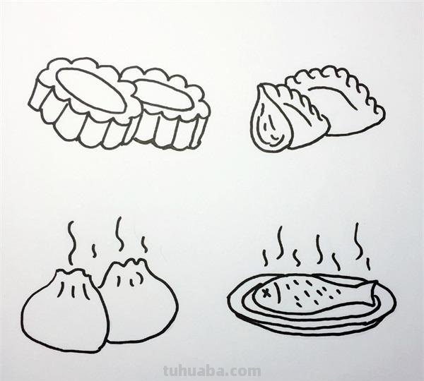 一组食物简笔画素材~小画家们自己也能学会~手账、手抄报都能用