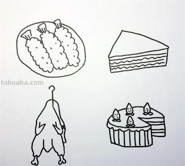一组食物简笔画素材~小画家们自己也能学会~手账、手抄报都能用