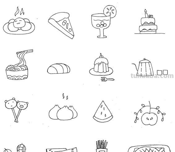 一组食物简笔画素材~小画家们自己也能学会~手账、手抄报都能用