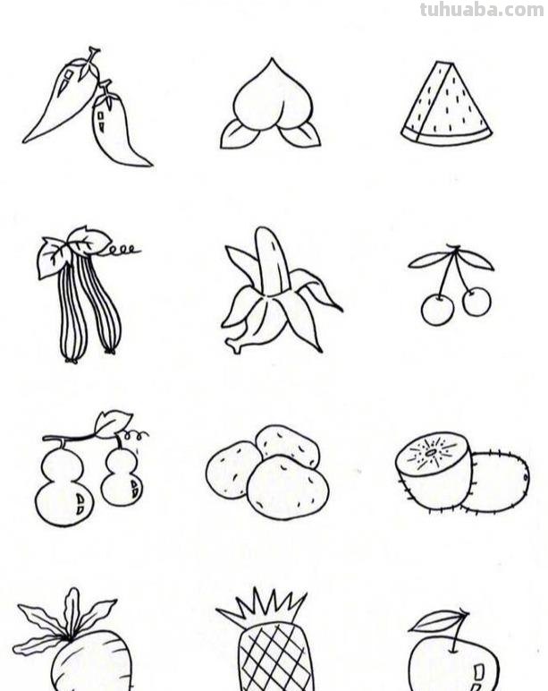 一组食物简笔画素材~小画家们自己也能学会~手账、手抄报都能用