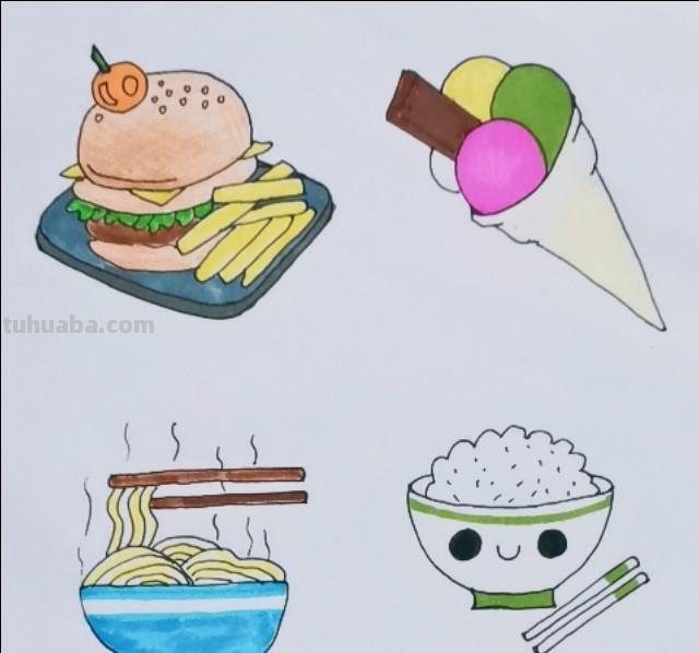 各种食物简笔画，在家带着孩子一起画吧，记得收藏哦！