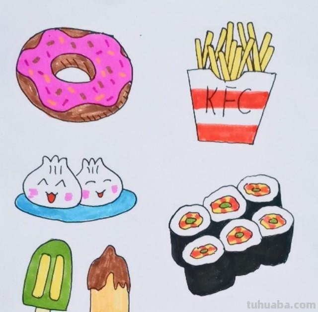 各种食物简笔画，在家带着孩子一起画吧，记得收藏哦！