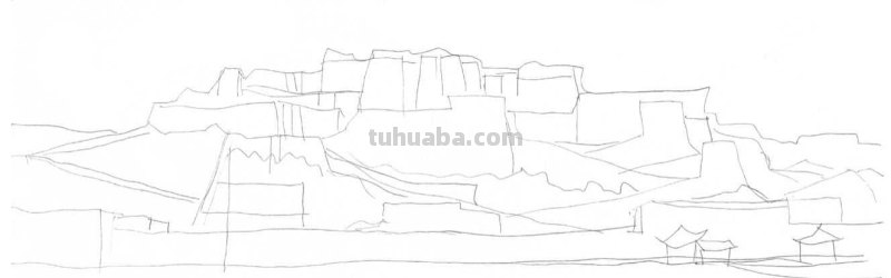 不会画布达拉宫建筑？分步骤教你画，学会很简单，艺术生快来临摹