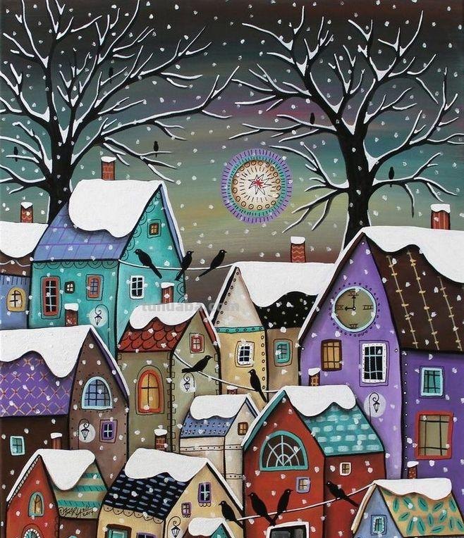 一组儿童画房子