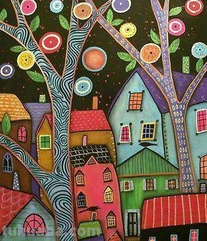 一组儿童画房子