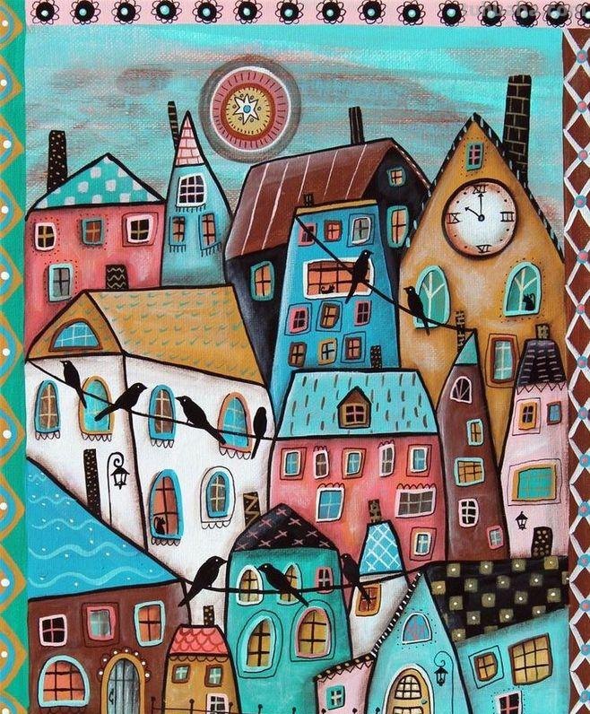 一组儿童画房子