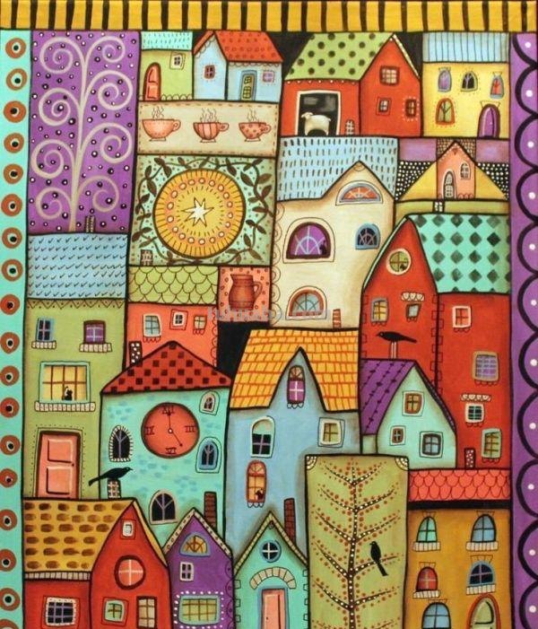 一组儿童画房子