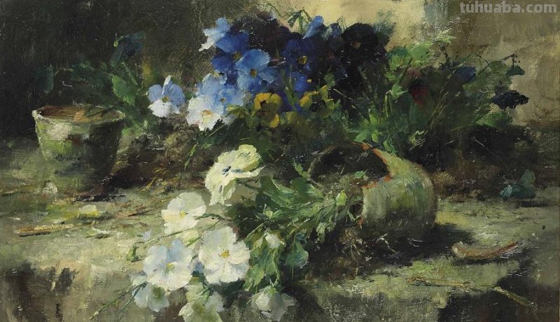 花卉静物画，比利时画家Frans Mortelmans