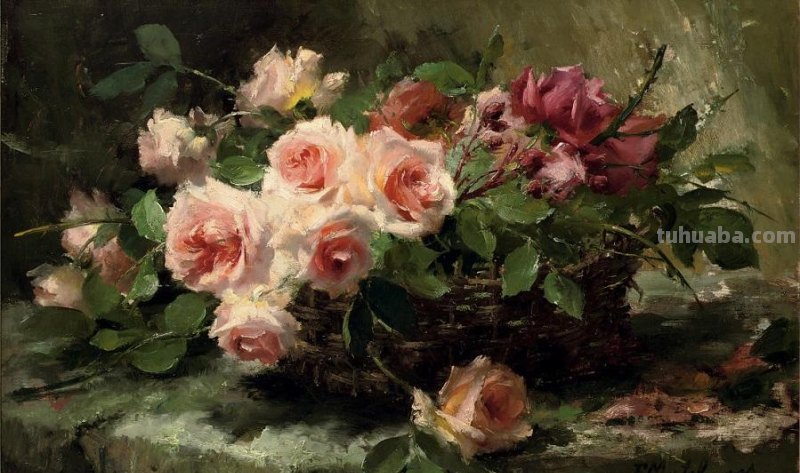 花卉静物画，比利时画家Frans Mortelmans