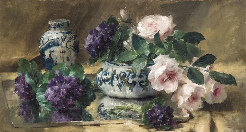 花卉静物画，比利时画家Frans Mortelmans