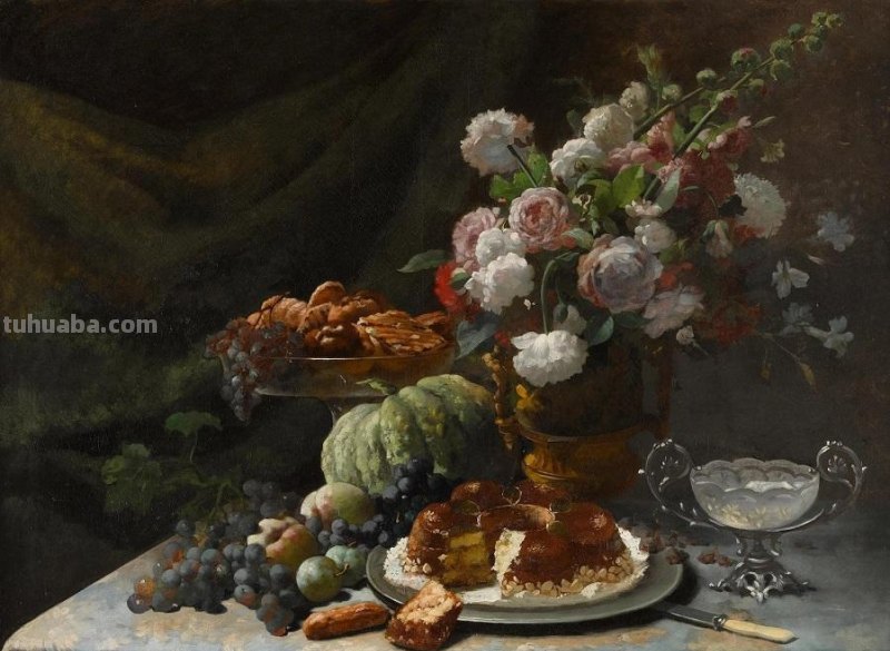 花卉静物画，比利时画家Frans Mortelmans