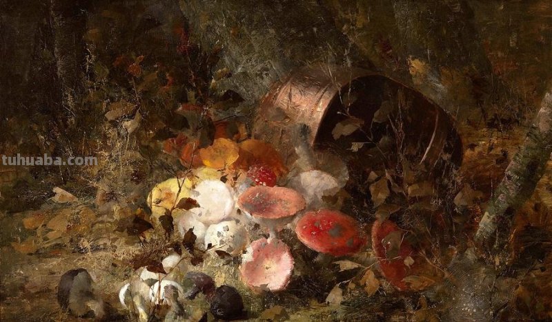 花卉静物画，比利时画家Frans Mortelmans