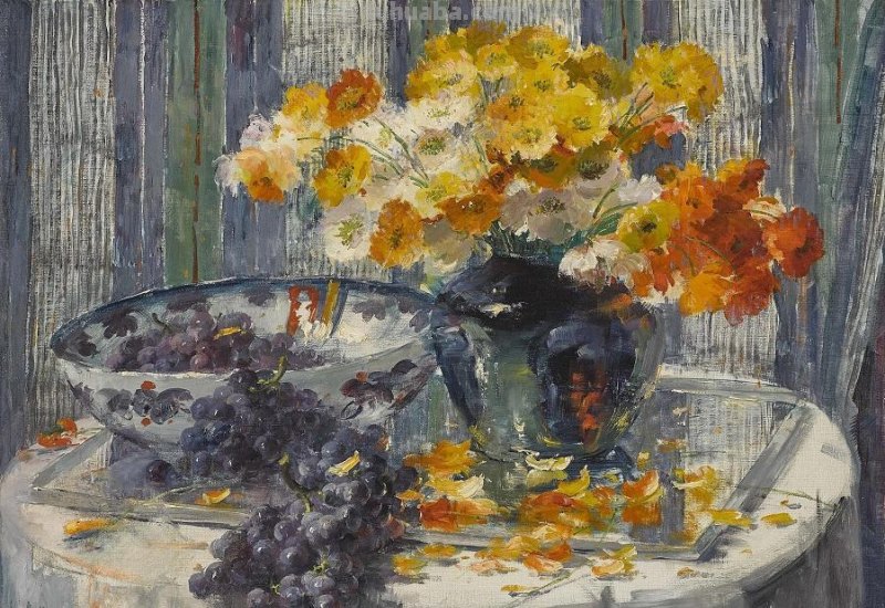 花卉静物画，比利时画家Frans Mortelmans