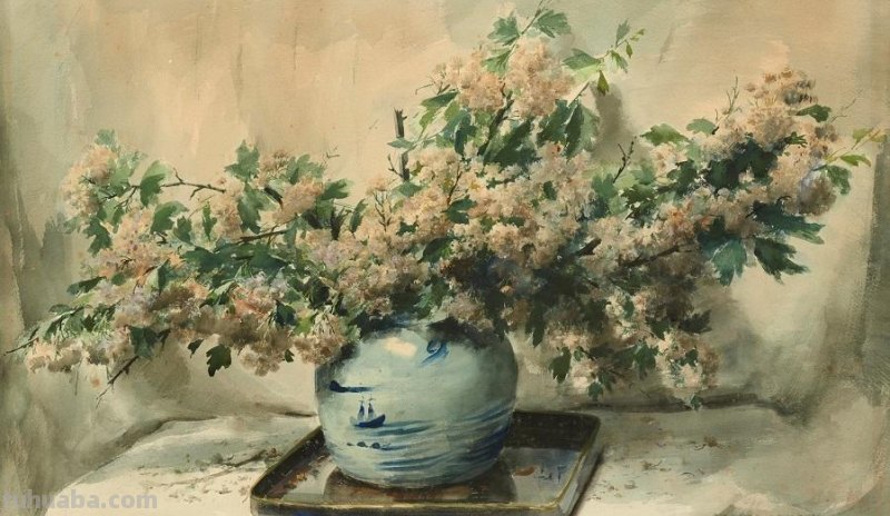 花卉静物画，比利时画家Frans Mortelmans