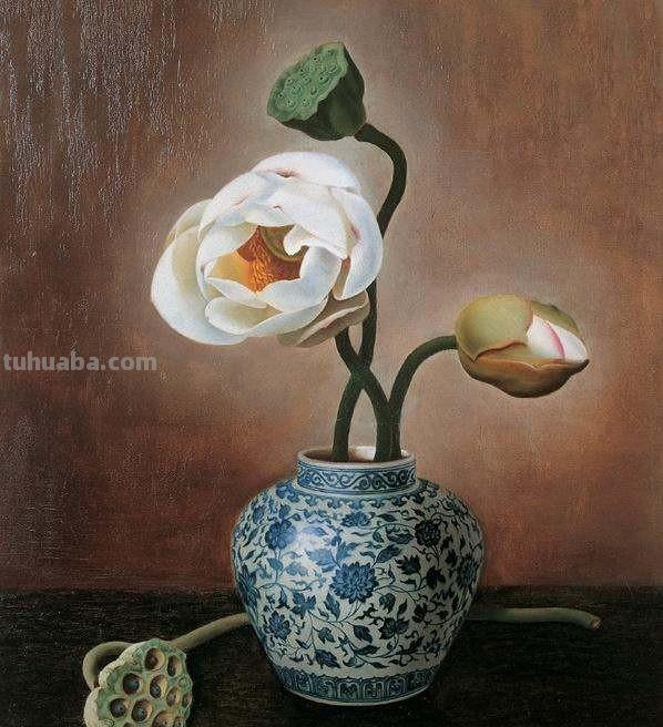 卢东明吉琳夫妇古典静物花卉油画作品欣赏