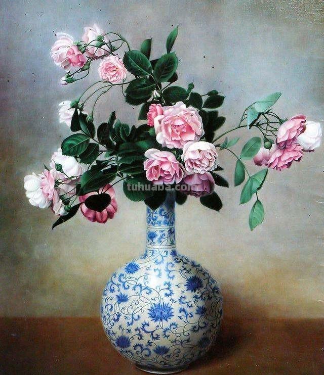 卢东明吉琳夫妇古典静物花卉油画作品欣赏