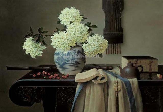 卢东明吉琳夫妇古典静物花卉油画作品欣赏