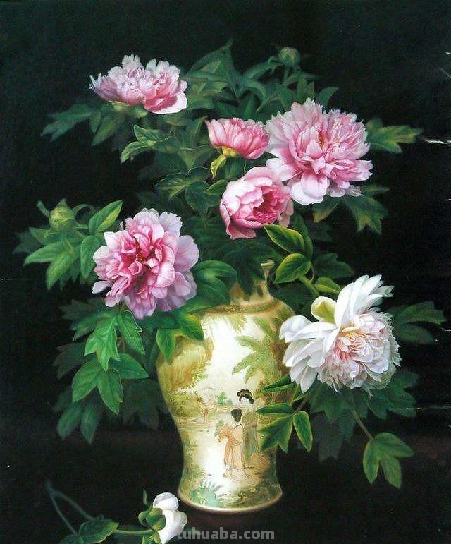 卢东明吉琳夫妇古典静物花卉油画作品欣赏